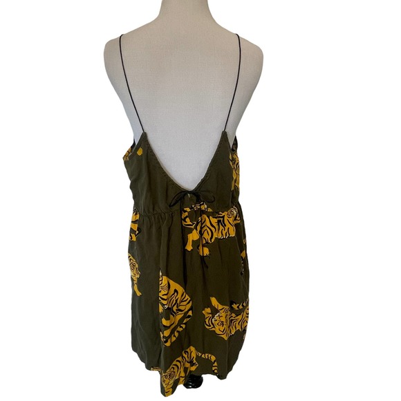 Hurley Women's Large Tiger-Print Strappy Cover-Up  Dress ~ Green & Mustard - Picture 5 of 11